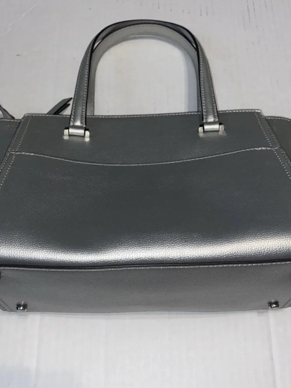 Kate Spade New York Patterson Drive Geraldine Satchel Bag in Silver, EUC